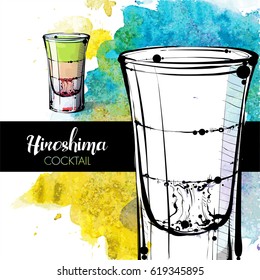 Hand drawn illustration of cocktail. Vector collection.