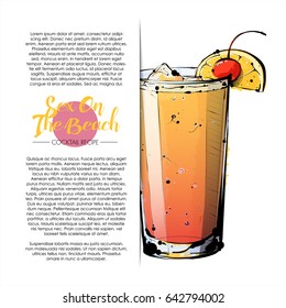 Hand drawn illustration of cocktail. Vector collection. Place for your recipe.