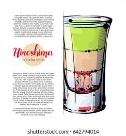 Hand drawn illustration of cocktail. Vector collection. Place for your recipe.