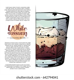 Hand drawn illustration of cocktail. Vector collection. Place for your recipe.