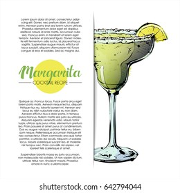 Hand drawn illustration of cocktail. Vector collection. Place for your recipe.