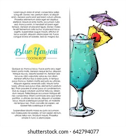 Hand drawn illustration of cocktail. Vector collection. Place for your recipe.