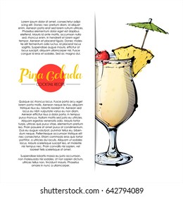 Hand drawn illustration of cocktail. Vector collection. Place for your recipe.