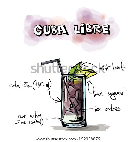 Hand drawn illustration of cocktail. Vector collection.