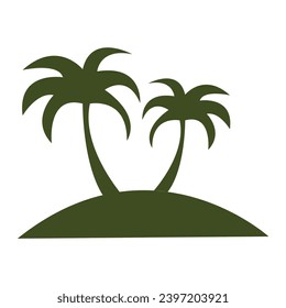 Hand drawn illustration of coconut tree. Tropical island isometric icon design