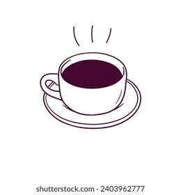 Hand Drawn illustration of coffe cup icon. Doodle Vector Sketch Illustration