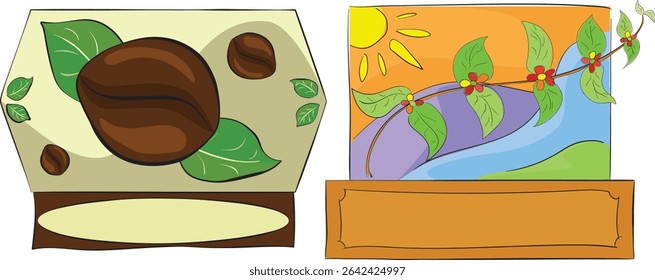 hand drawn illustration of coffee bean logo design