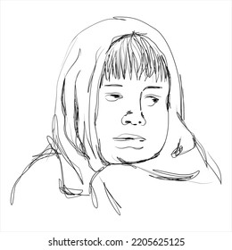  Hand drawn illustration of a cold person. Perfect for design elements, graphic images and wall decorations