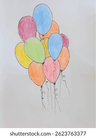 ilustração desenhada à mão de balões coloridos