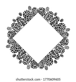 Hand drawn illustration of composition of cones. Handwritten graphic technique 