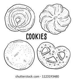 Hand drawn illustration of cookies.