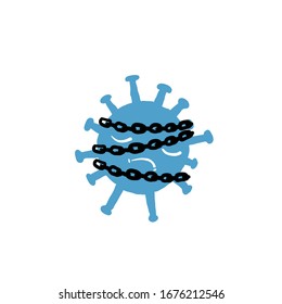 hand drawn illustration corona virus locked and  quarantined symbol for lockdown with doodle style