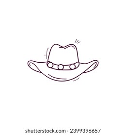 Hand Drawn illustration of cowboy hat icon. Doodle Vector Sketch Illustration