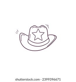 Hand Drawn illustration of cowboy hat icon. Doodle Vector Sketch Illustration