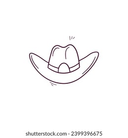 Hand Drawn illustration of cowboy hat icon. Doodle Vector Sketch Illustration