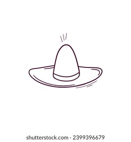 Hand Drawn illustration of cowboy hat icon. Doodle Vector Sketch Illustration