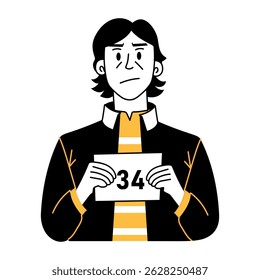 Uma ilustração desenhada à mão de um criminoso assaltado 
