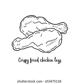Hand drawn illustration of crispy fried chicken legs.
