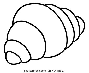 hand drawn illustration of croissant bread in black and white line style