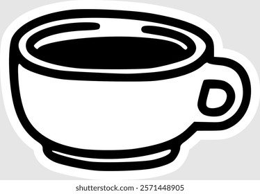 hand drawn illustration of a cup filled with coffee dripper in black and white style