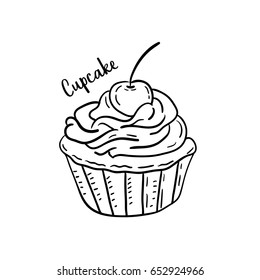 Hand drawn illustration of Cupcake.