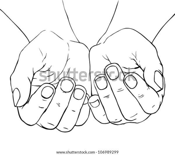 Hand Drawn Illustration Cupped Female Hands Stock Vector (Royalty Free ...