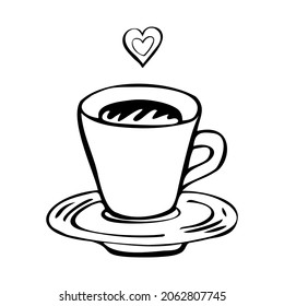 Hand drawn illustration of cups in doodle style.