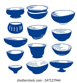 Hand drawn illustration of cups isolated on white vector