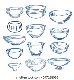 Hand drawn illustration of cups isolated on white vector
