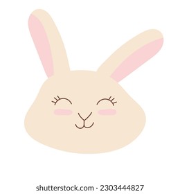 Hand drawn illustration of cute baby bunny isolated on white background