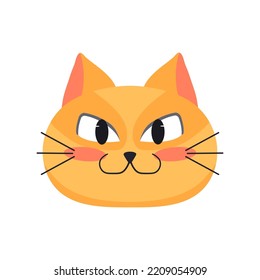 Hand drawn illustration of cute cat face isolated on white background