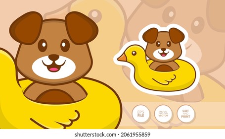 Hand drawn illustration of Cute dog. Cartoon character concept - Stickers