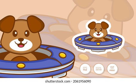 Hand drawn illustration of Cute dog. Cartoon character concept - Stickers