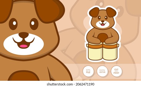 Hand drawn illustration of Cute dog. Cartoon character concept - Stickers