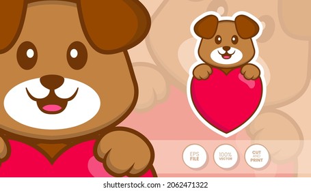 Hand drawn illustration of Cute dog. Cartoon character concept - Stickers