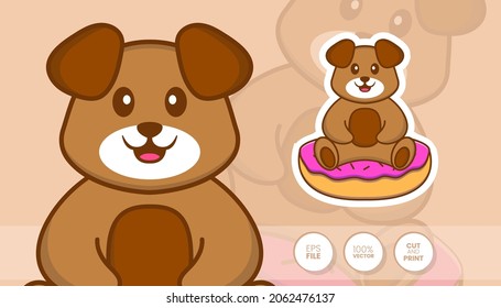 Hand drawn illustration of Cute dog. Cartoon character concept - Stickers