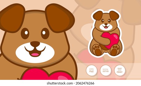 Hand drawn illustration of Cute dog. Cartoon character concept - Stickers