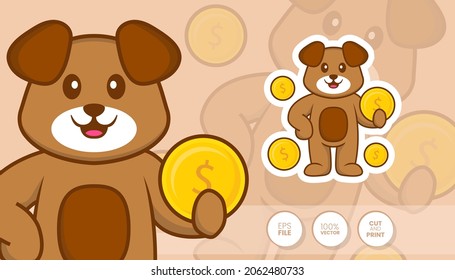 Hand drawn illustration of Cute dog. Cartoon character concept - Stickers