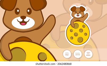 Hand drawn illustration of Cute dog. Cartoon character concept - Stickers
