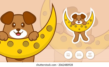 Hand drawn illustration of Cute dog. Cartoon character concept - Stickers