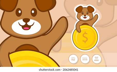 Hand drawn illustration of Cute dog. Cartoon character concept - Stickers
