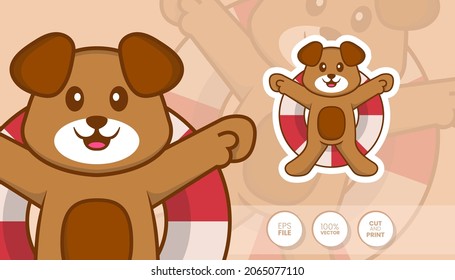 Hand drawn illustration of Cute dog. Cartoon character concept - Stickers