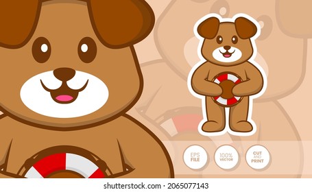 Hand drawn illustration of Cute dog. Cartoon character concept - Stickers