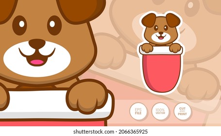 Hand drawn illustration of Cute dog. Cartoon character concept - Stickers