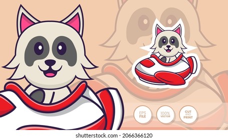 Hand drawn illustration of Cute dog. Cartoon character concept - Stickers