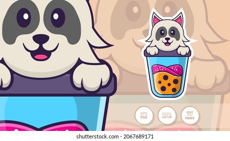 Hand drawn illustration of Cute dog. Cartoon character concept - Stickers
