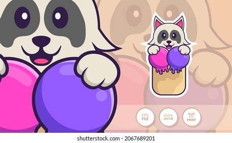 Hand drawn illustration of Cute dog. Cartoon character concept - Stickers