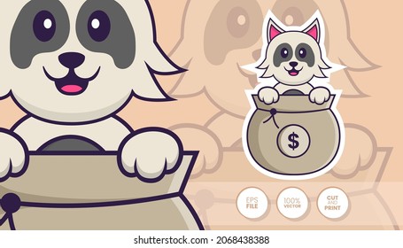 Hand drawn illustration of Cute dog. Cartoon character concept - Stickers
