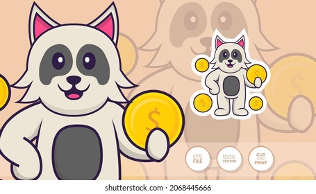 Hand drawn illustration of Cute dog. Cartoon character concept - Stickers