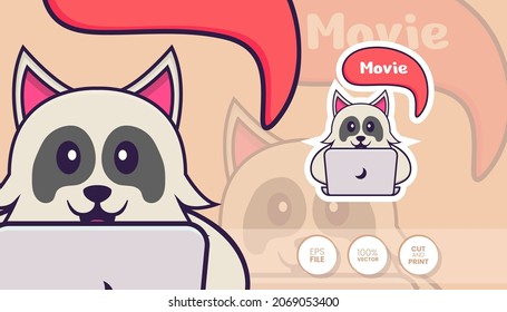 Hand drawn illustration of Cute dog. Cartoon character concept - Stickers